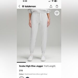Lululemon high rise Scuba Jogger size 6